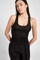 Semi Sheer Tank Top - Black