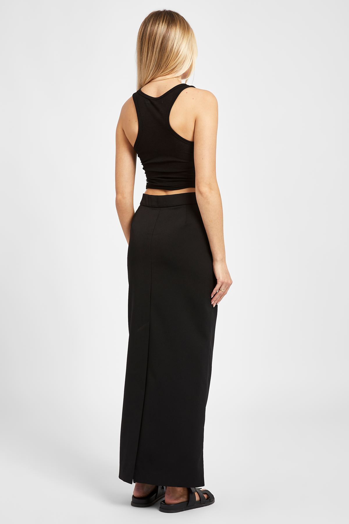 Tailored Seam Detail Maxi Skirt - Black