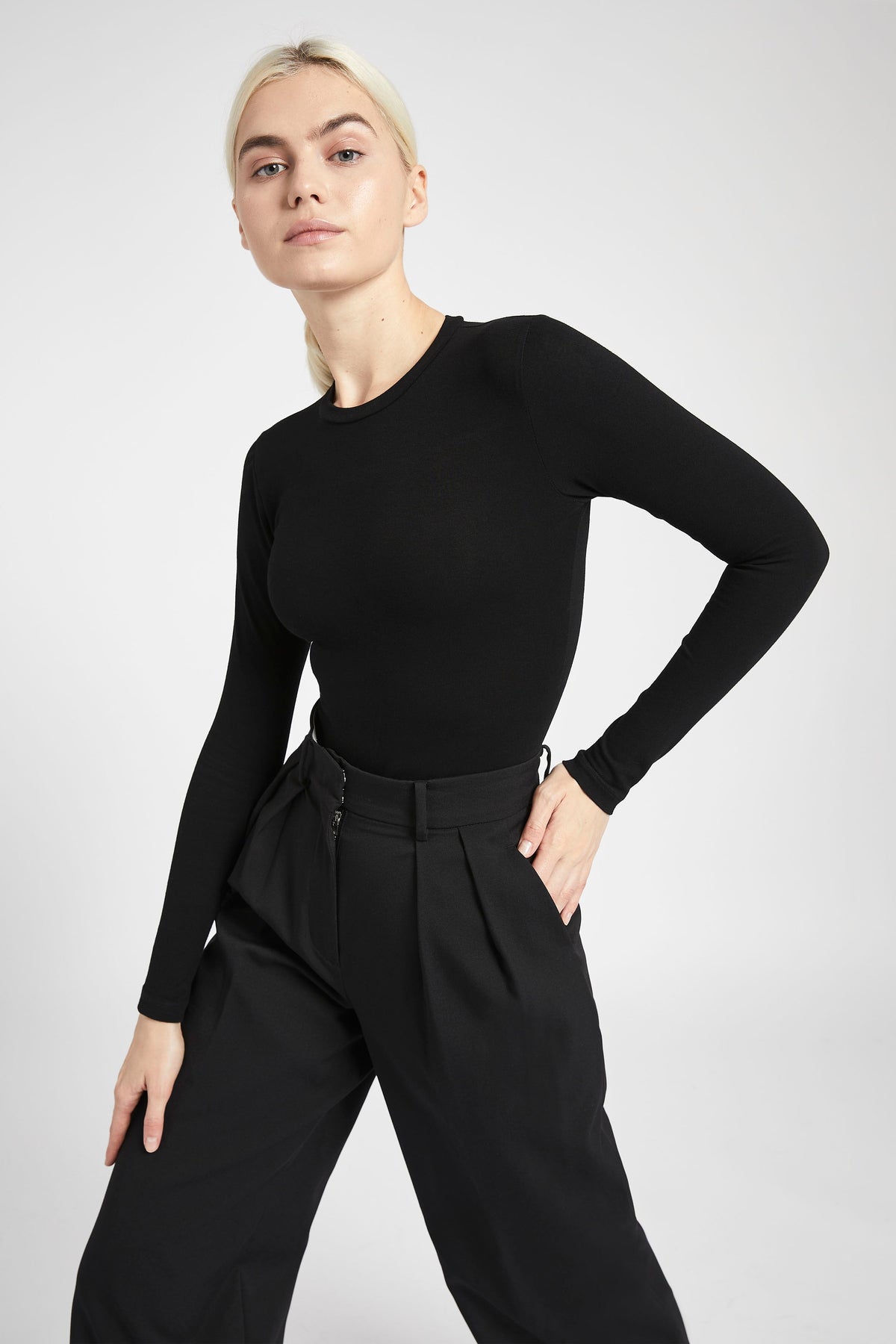 Cotton Longsleeve Bodysuit - Black