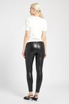 High Waisted Leather Leggings - Black