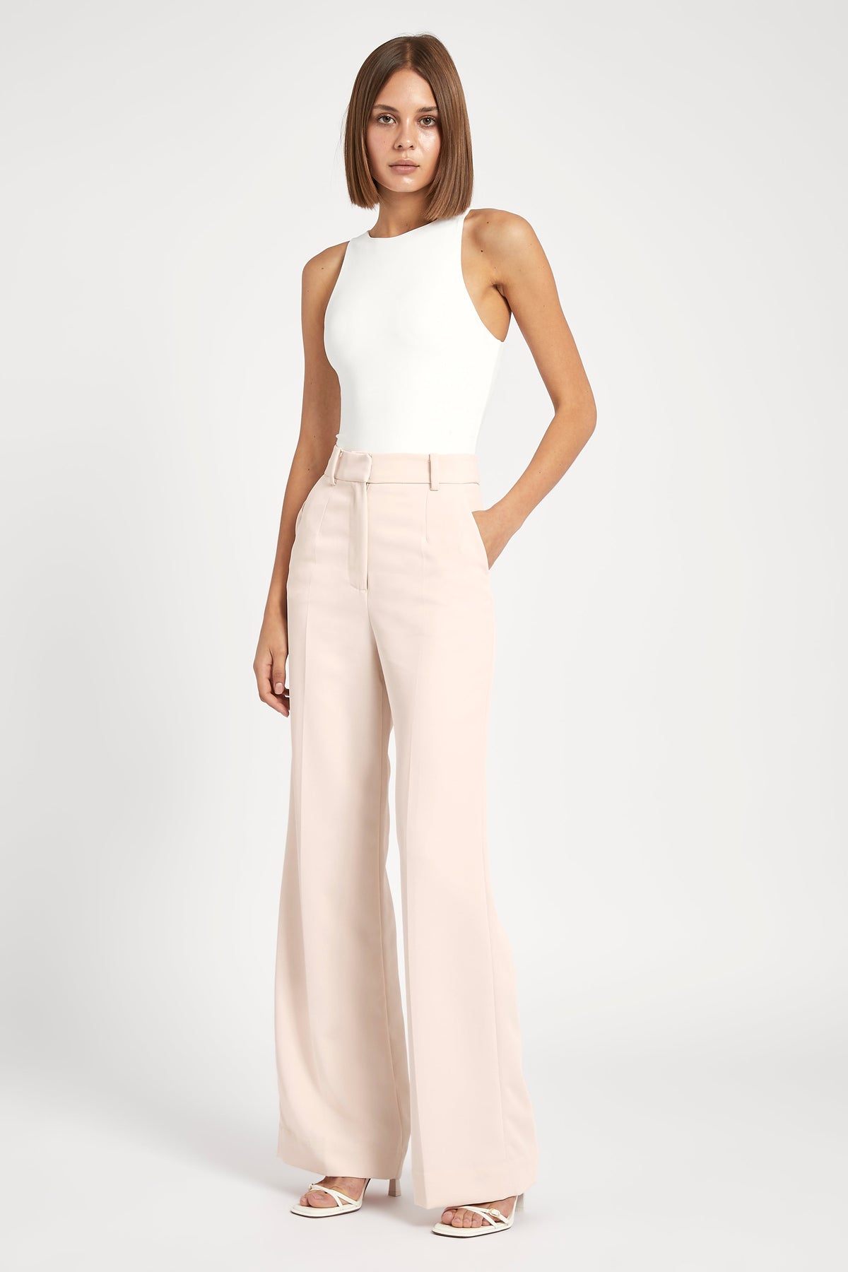 Relaxed Straight Leg Trousers - Pink
