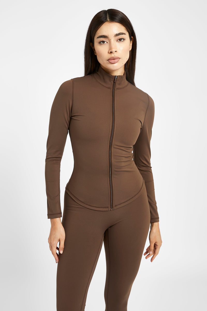 Base Sculpting Zip Up Jacket - Truffle