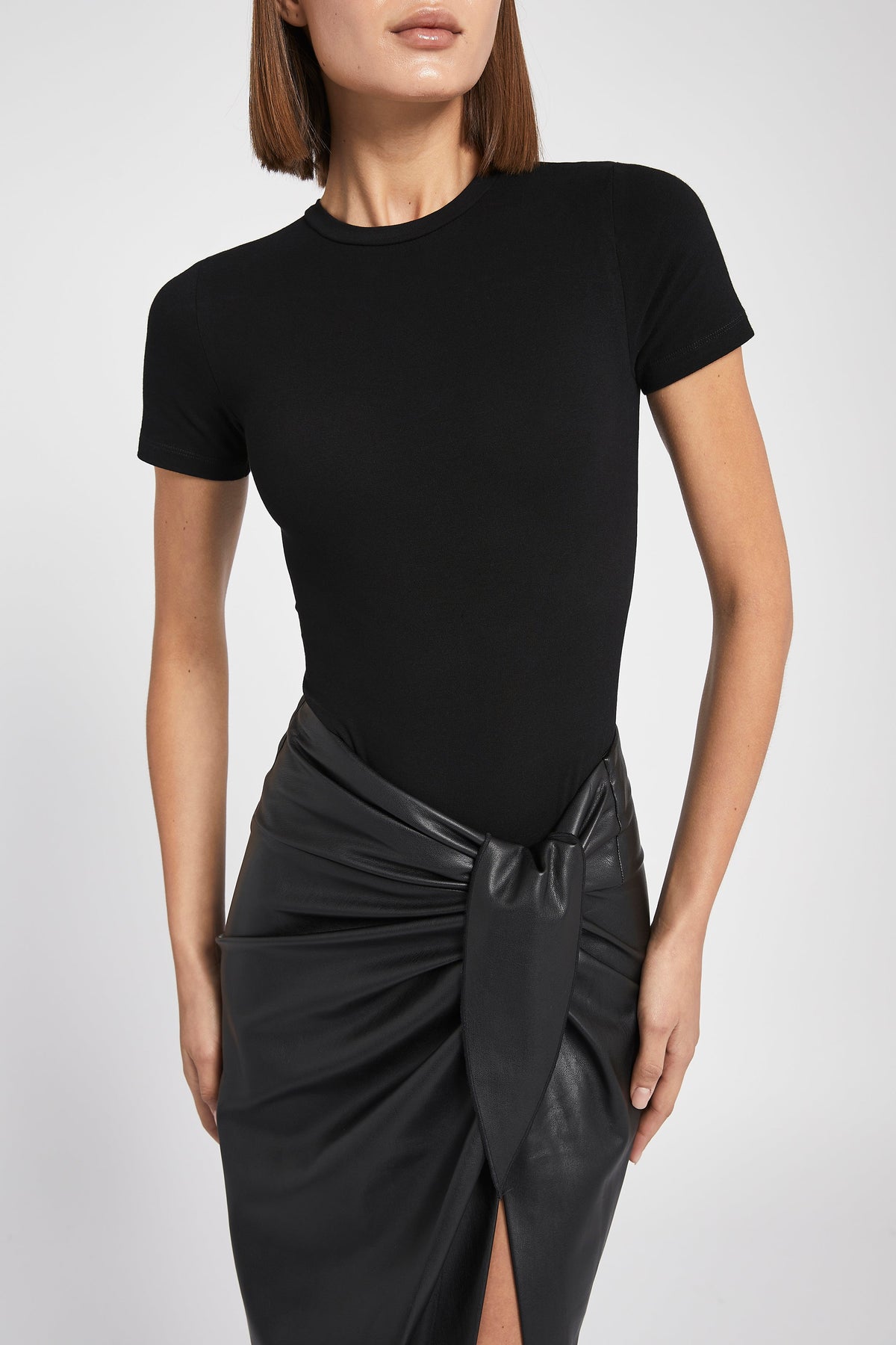 Cotton T Shirt Bodysuit - Black
