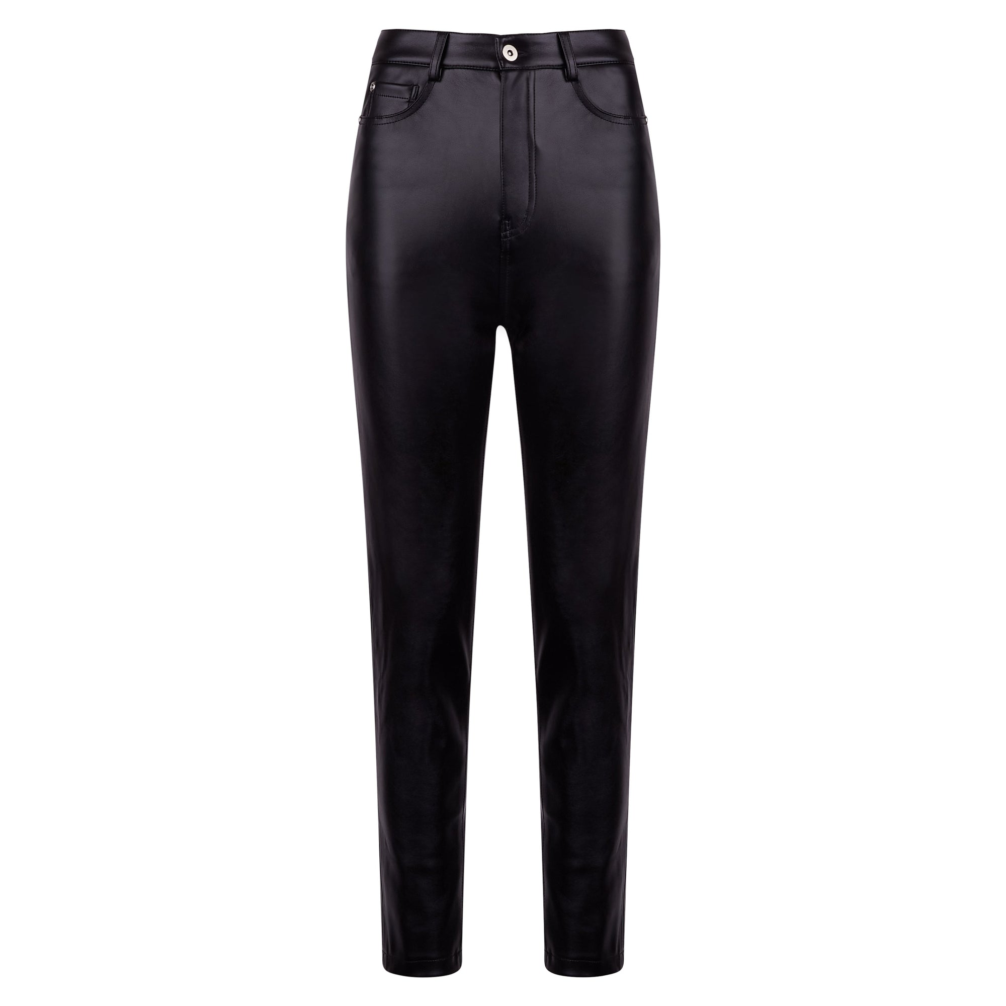 Leather Mom Trousers - Black