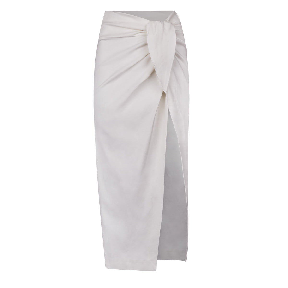 Linen Wrap Midi Skirt - Ivory