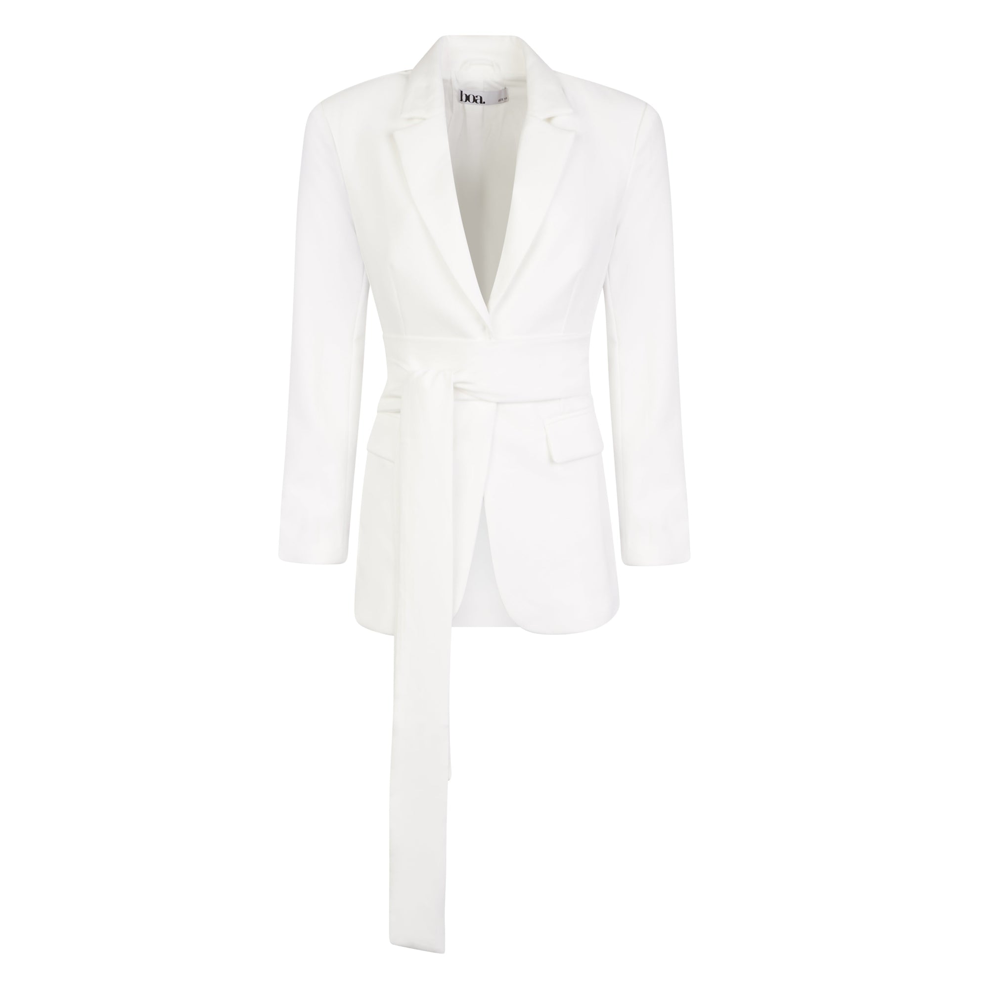 Classic Blazer With Belt - White