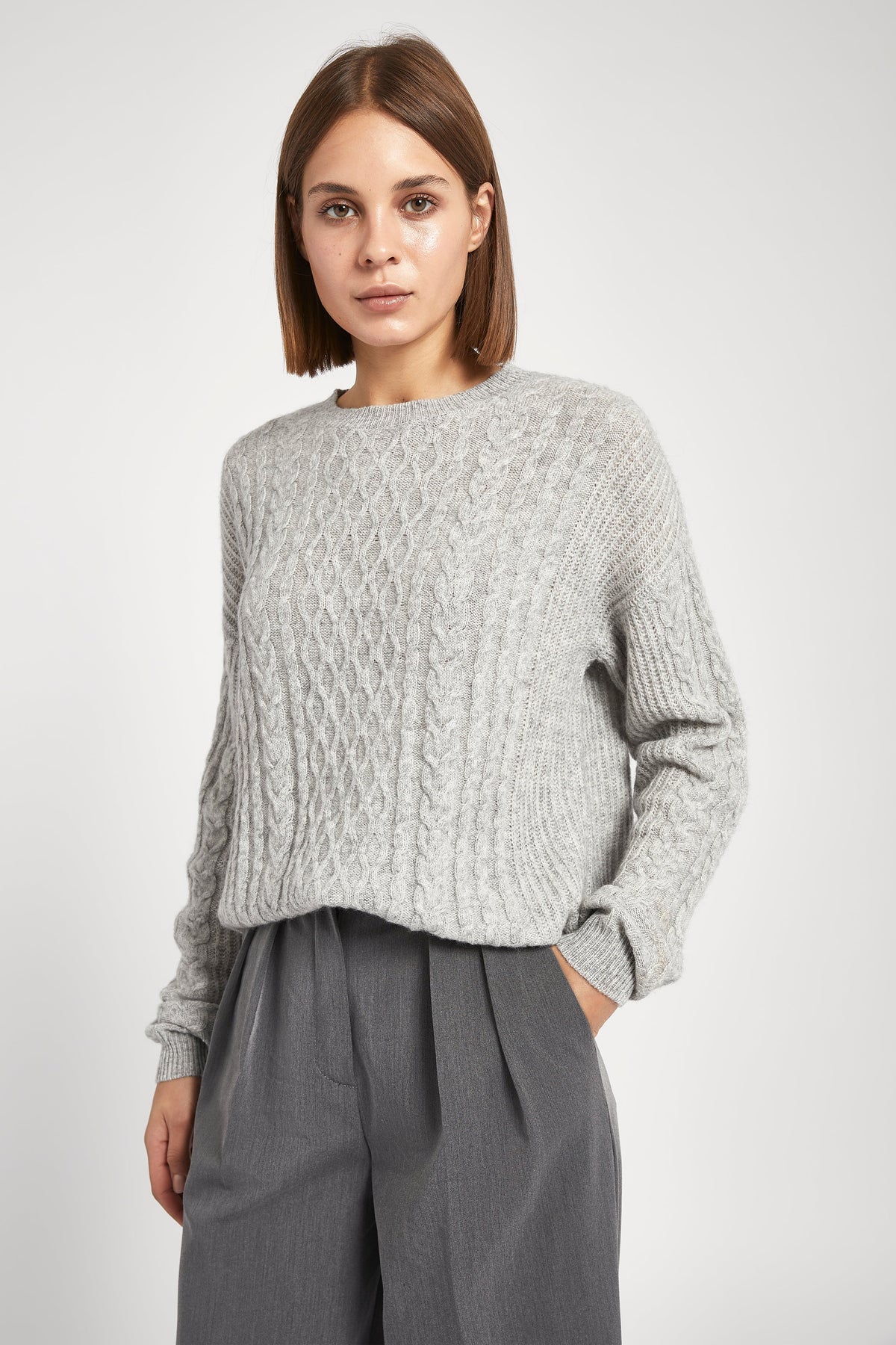 Cable Knit Jumper - Pebble Grey
