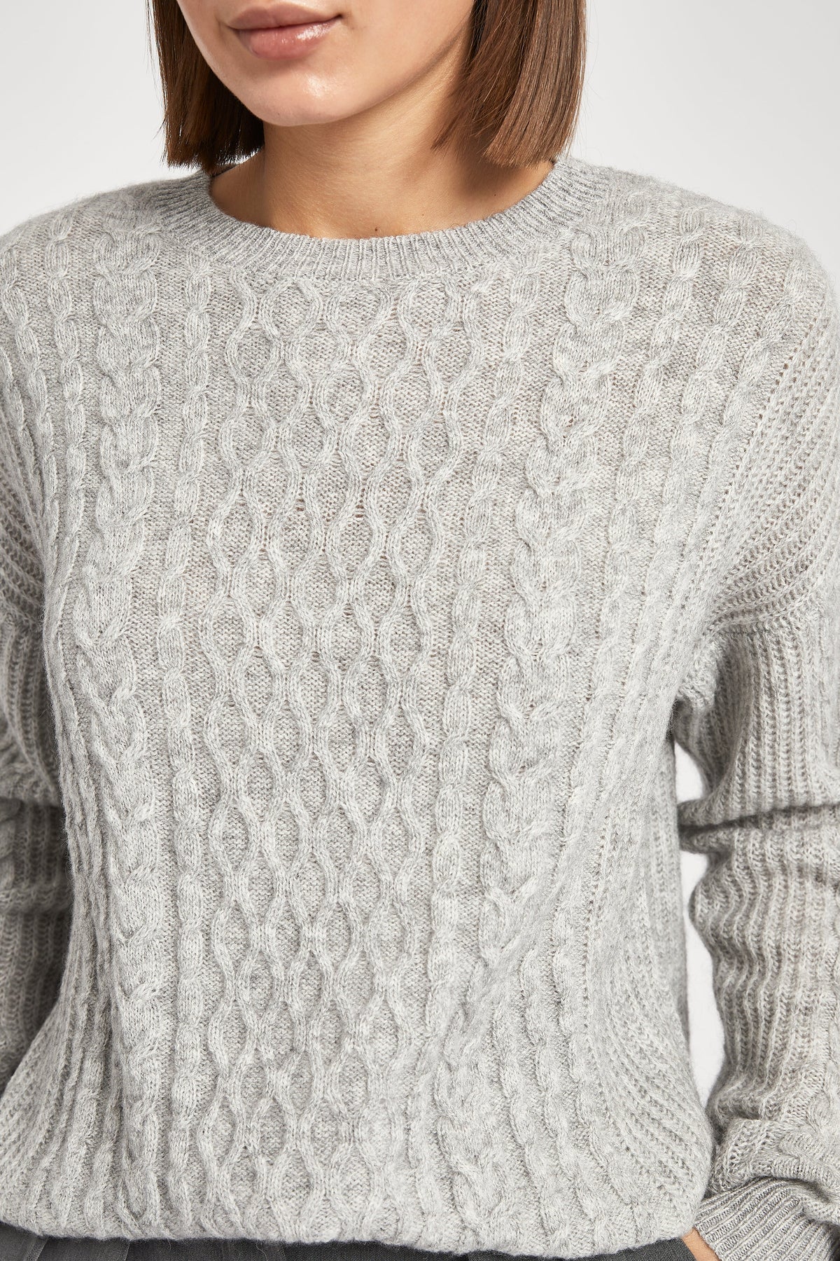Cable Knit Jumper - Pebble Grey