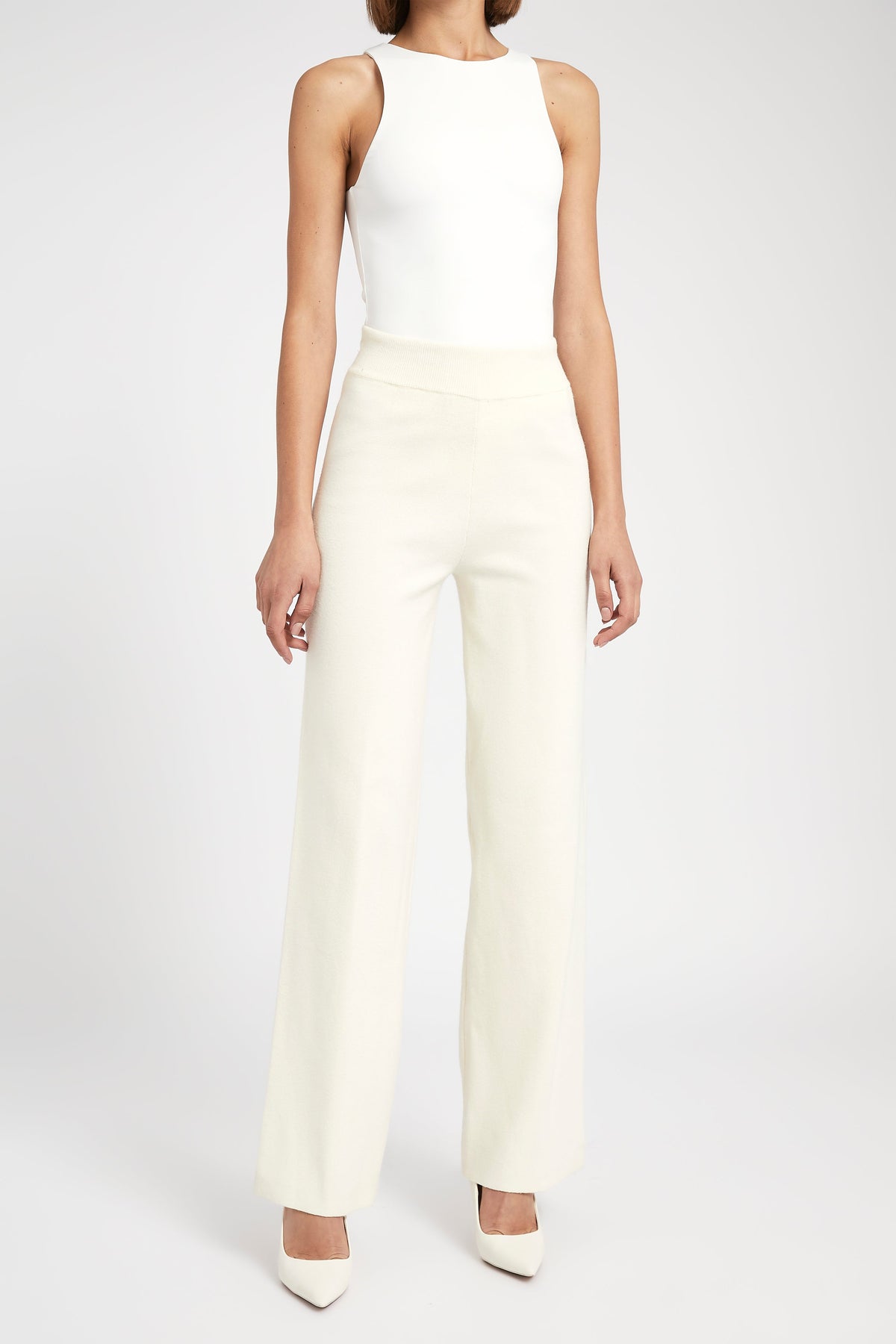 Slouchy Lounge Knit Trousers - Cream
