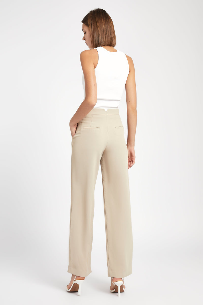 Effortless Wide Leg Trousers - Fawn