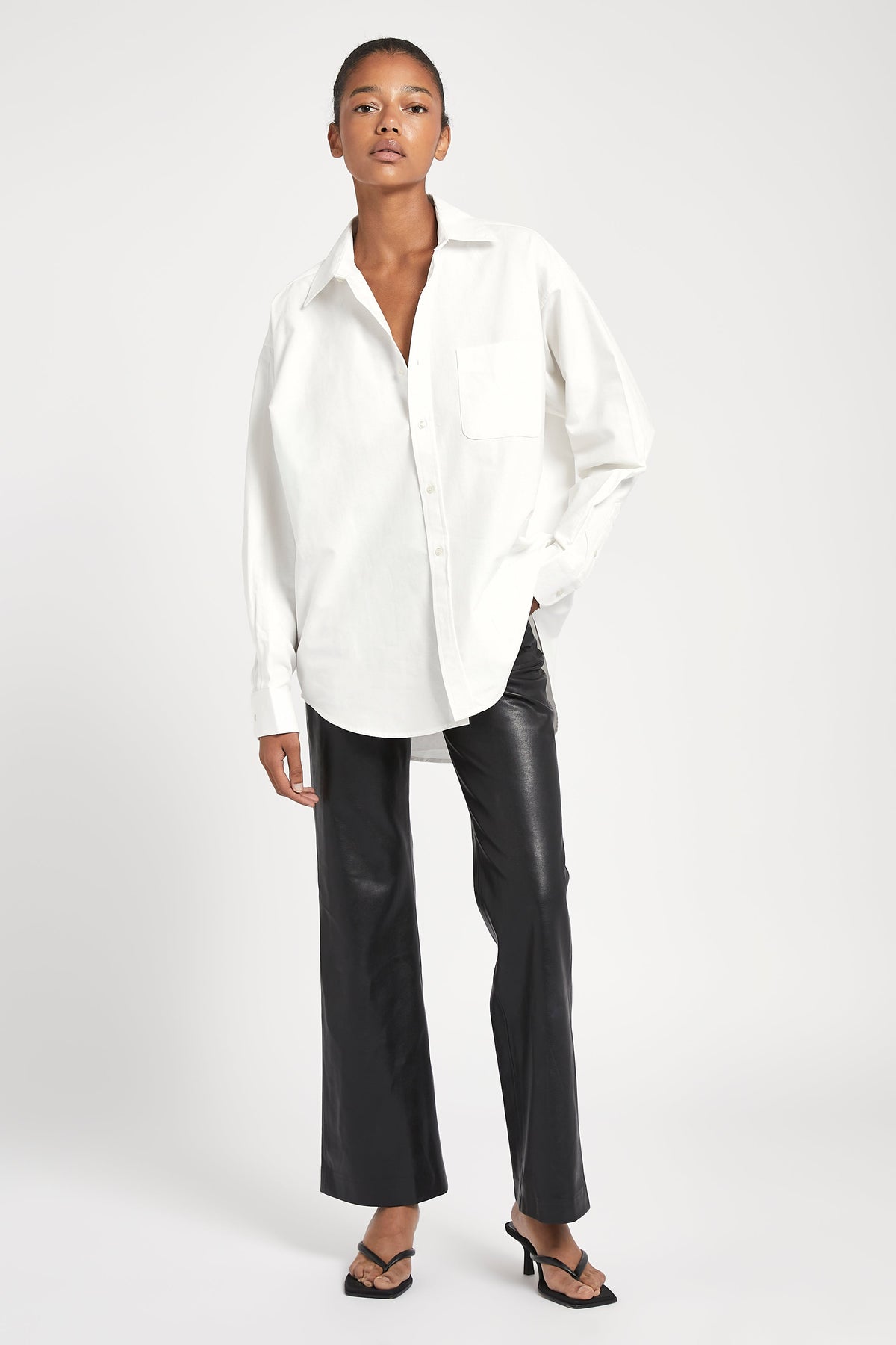 Masculine Oversized Cotton Shirt - White