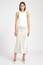 Satin Slip Midi Skirt - Champagne