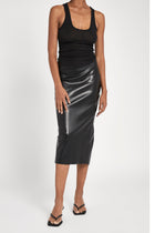 Leather Pencil Midi Skirt - Black