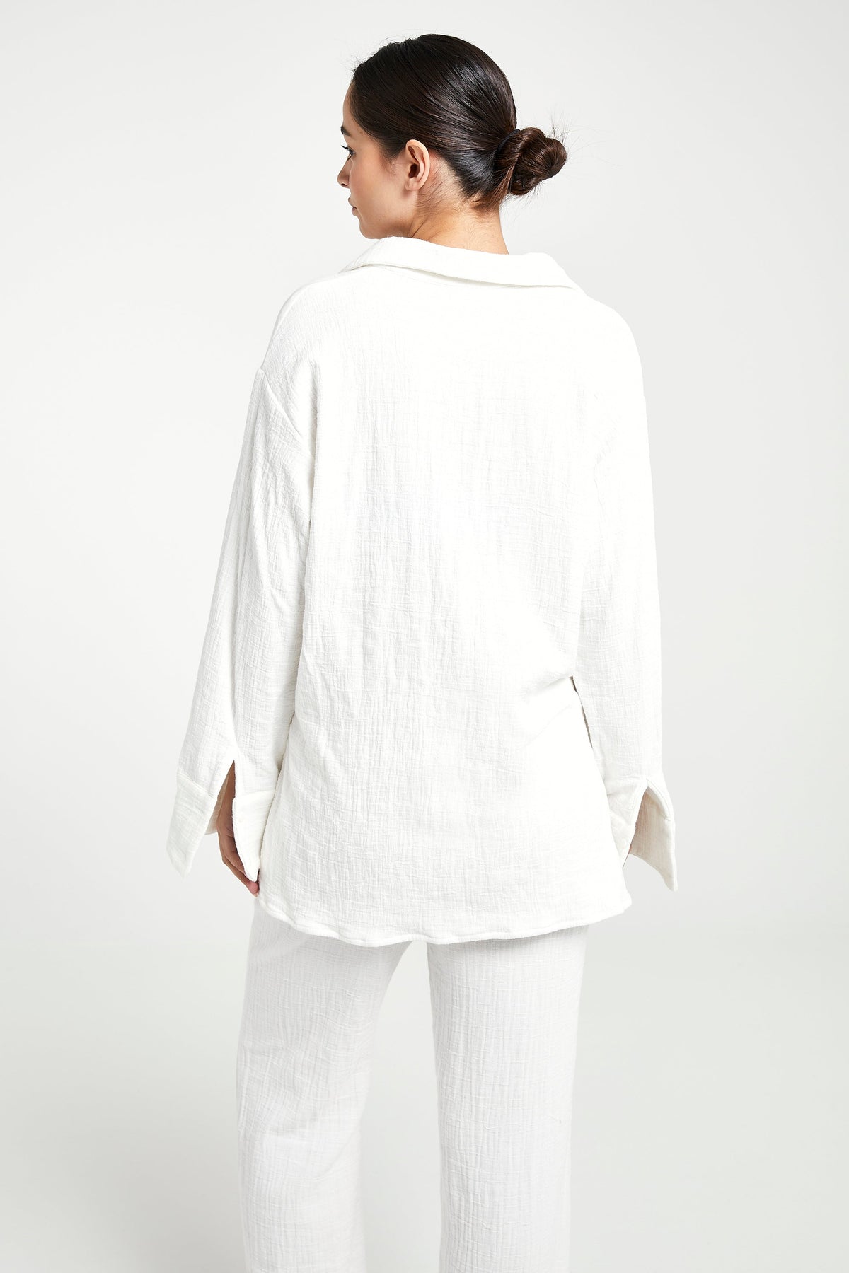 Cotton Crinkle Oversized Shirt - Ivory