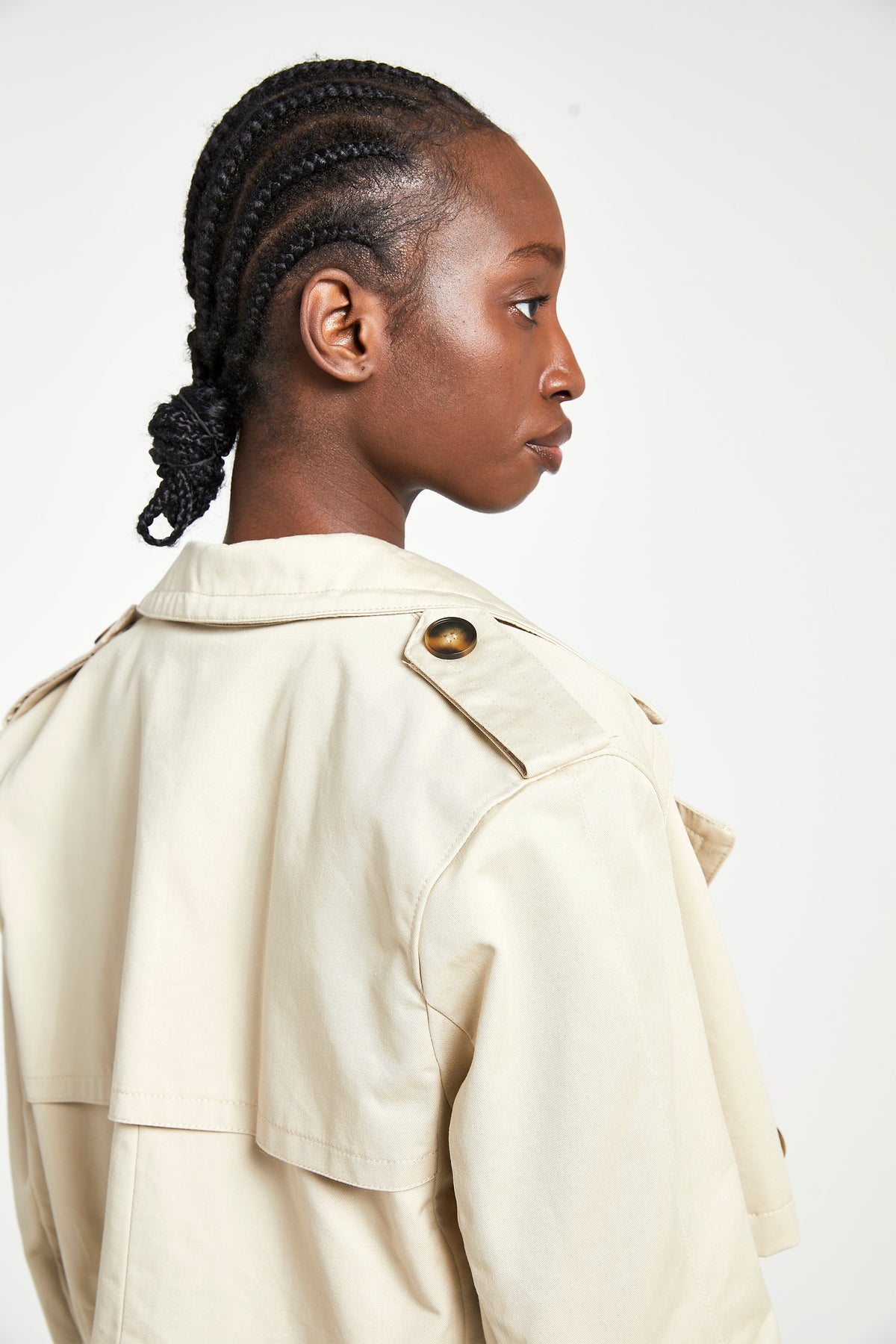 Cropped Cotton Trench - Stone
