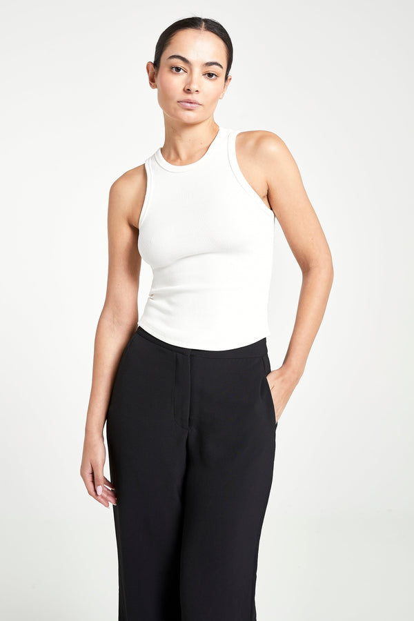Heavy Ribbed Racer Top - Ivory