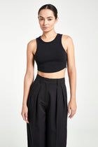 Heavy Ribbed Cropped Vest - Black