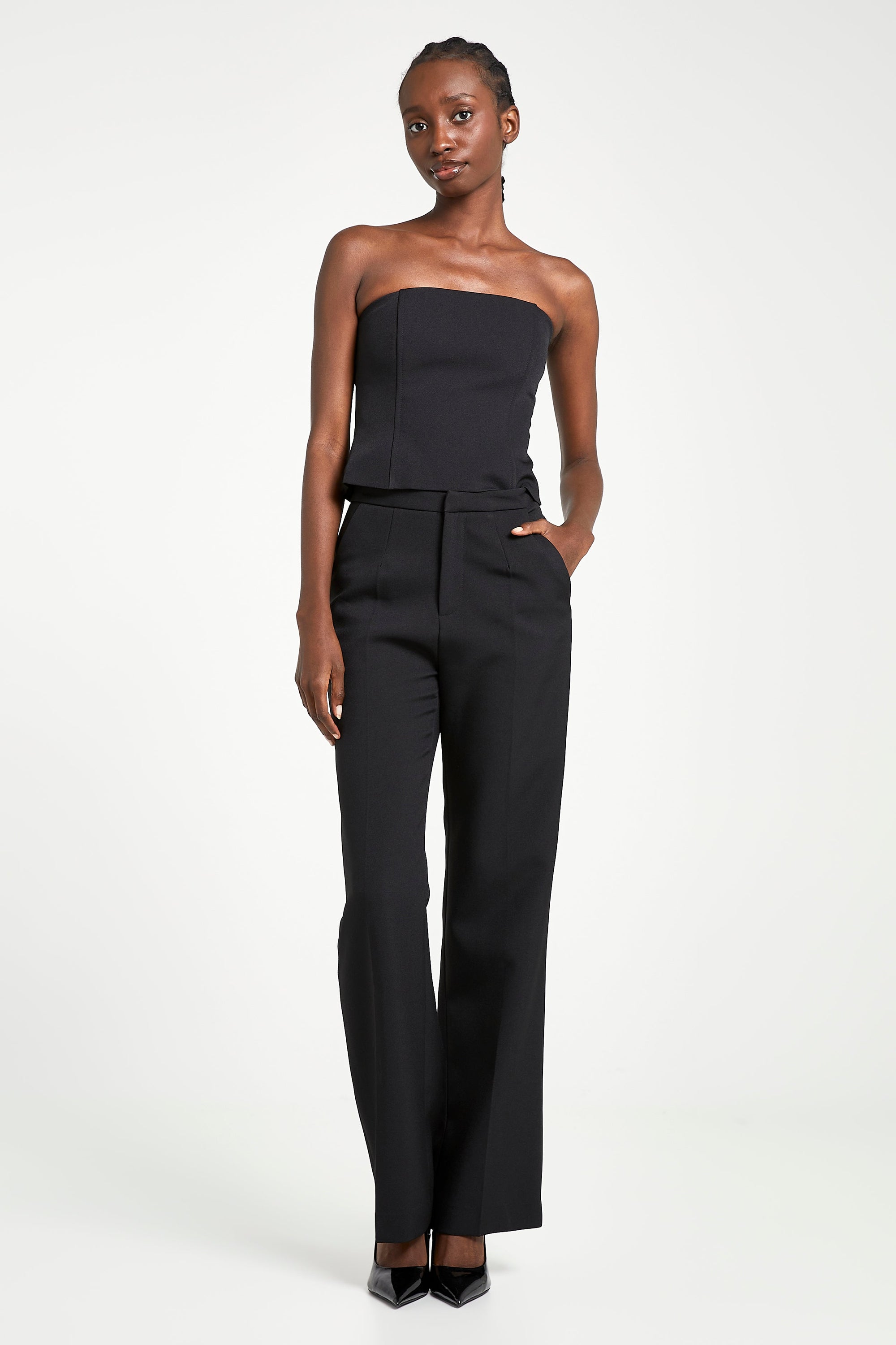 Tailored Straight Leg Trousers - Black