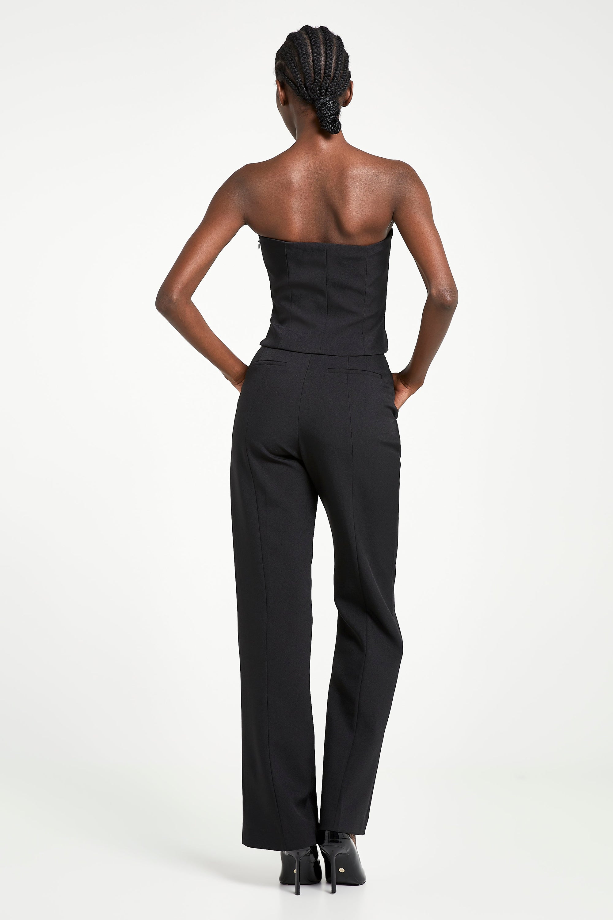 Tailored Straight Leg Trousers - Black