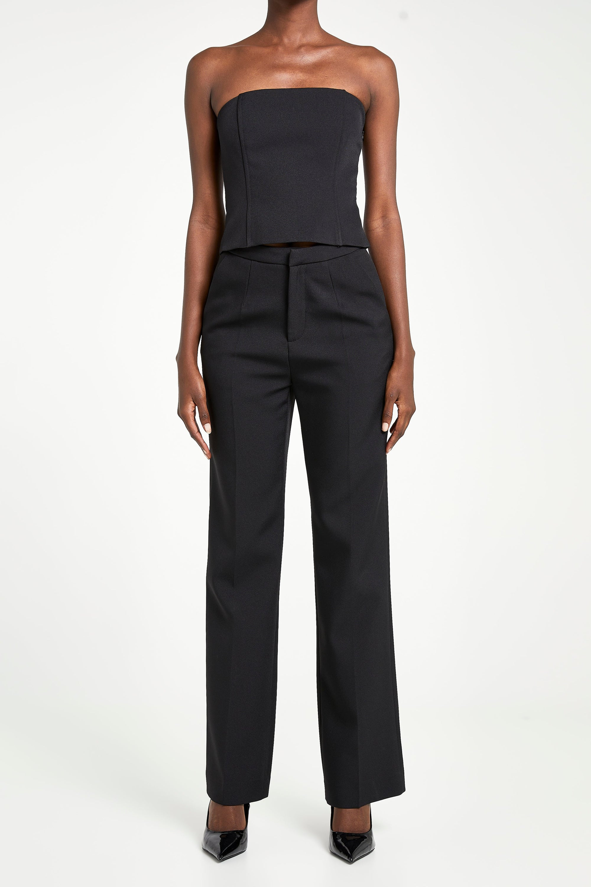 Tailored Straight Leg Trousers - Black