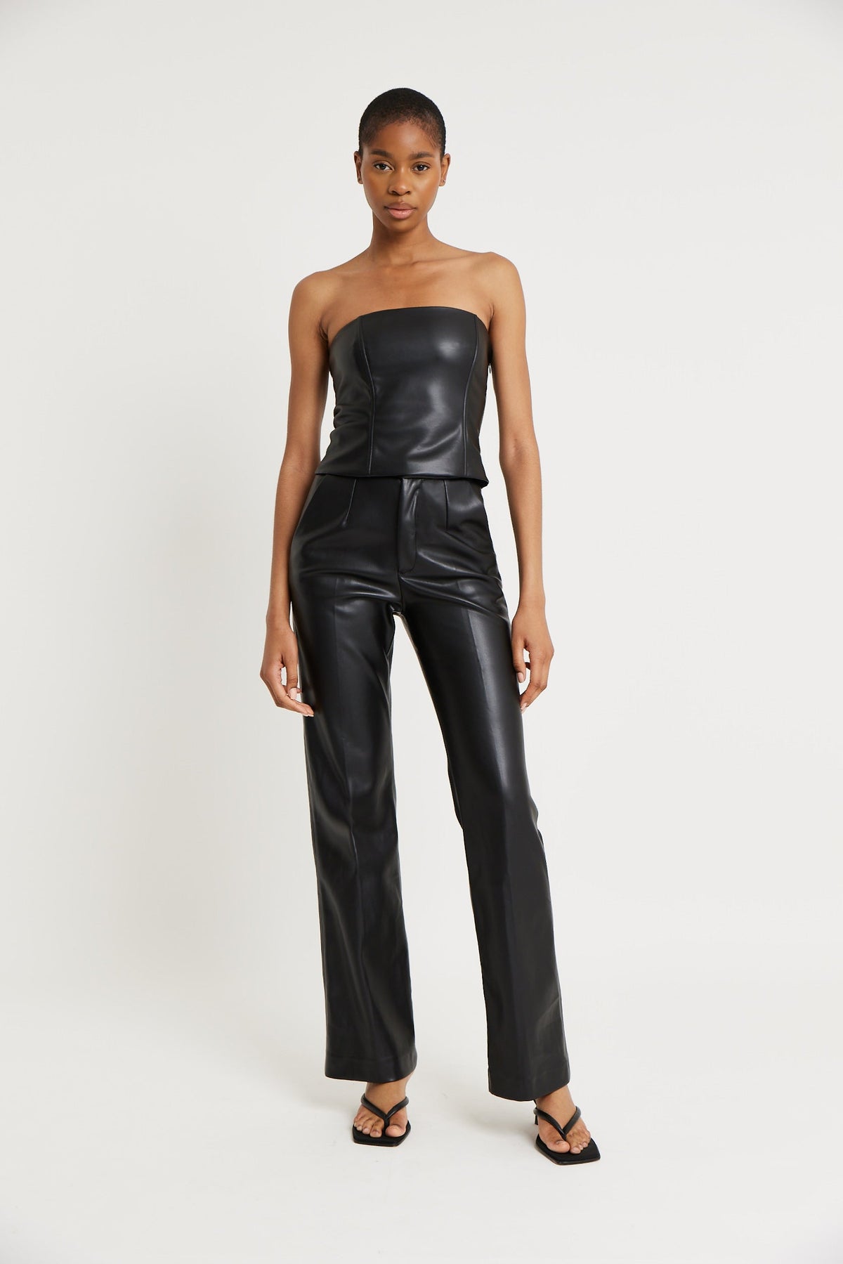 Tailored Leather Strapless Bodice - Black