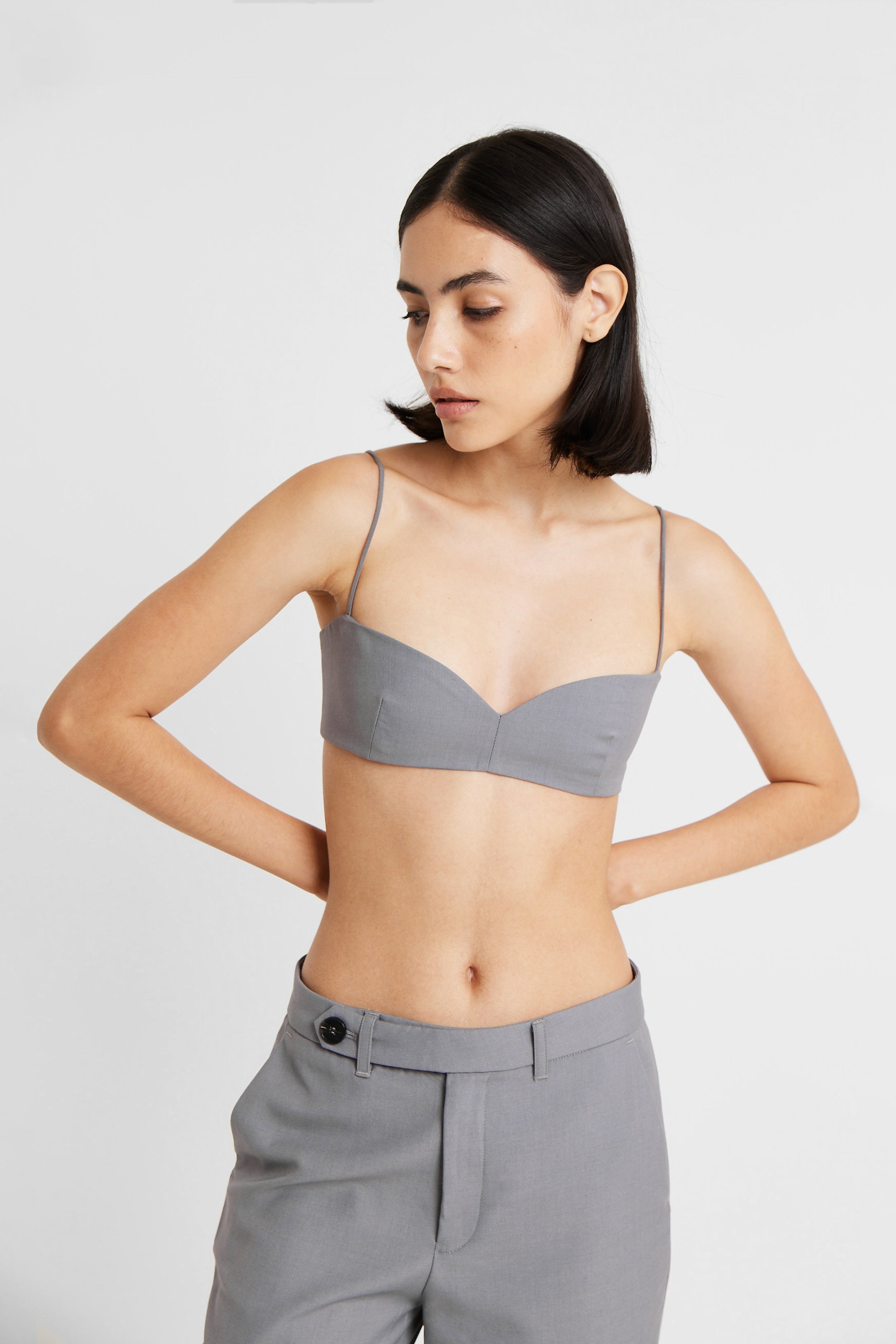 Tailored Bust Detail Bralet - Slate