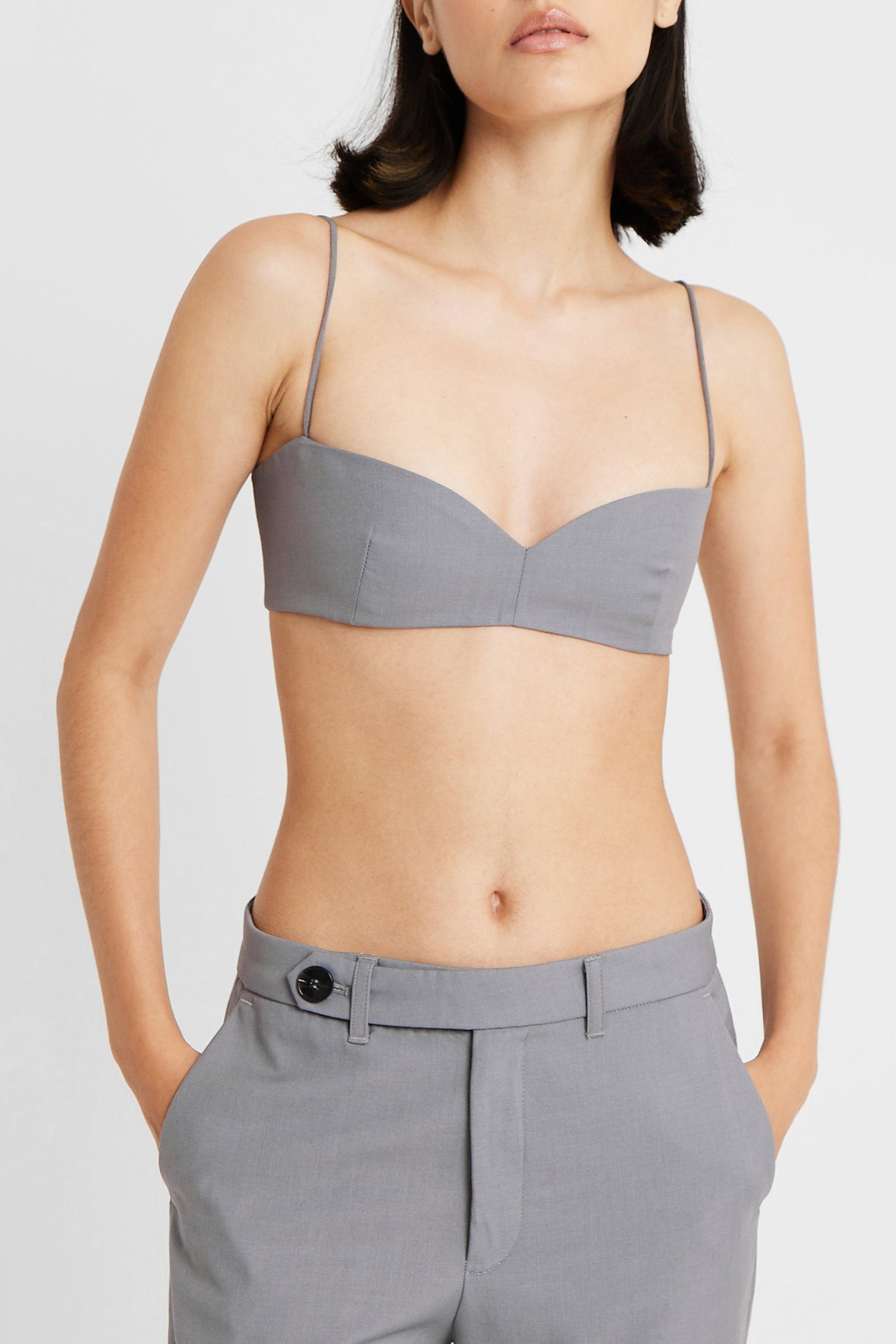 Tailored Bust Detail Bralet - Slate