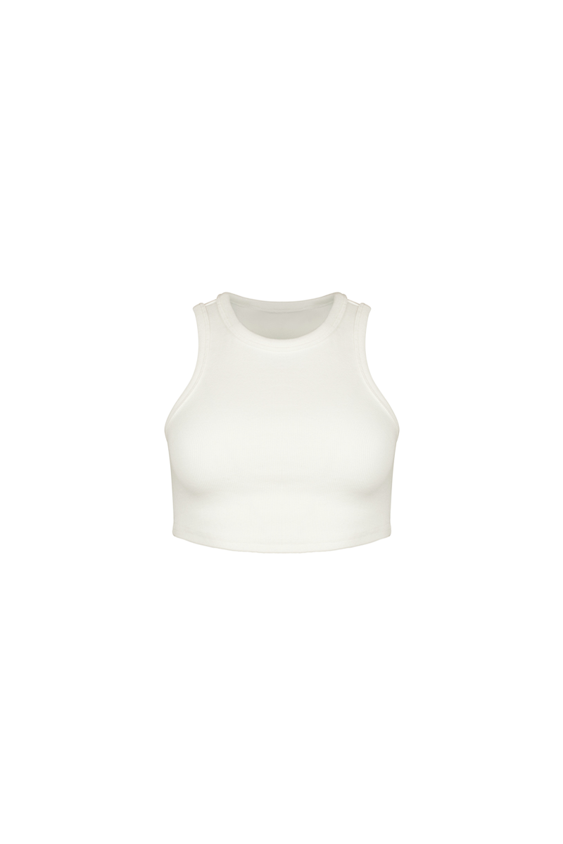 Heavy Ribbed Cropped Vest - Ivory