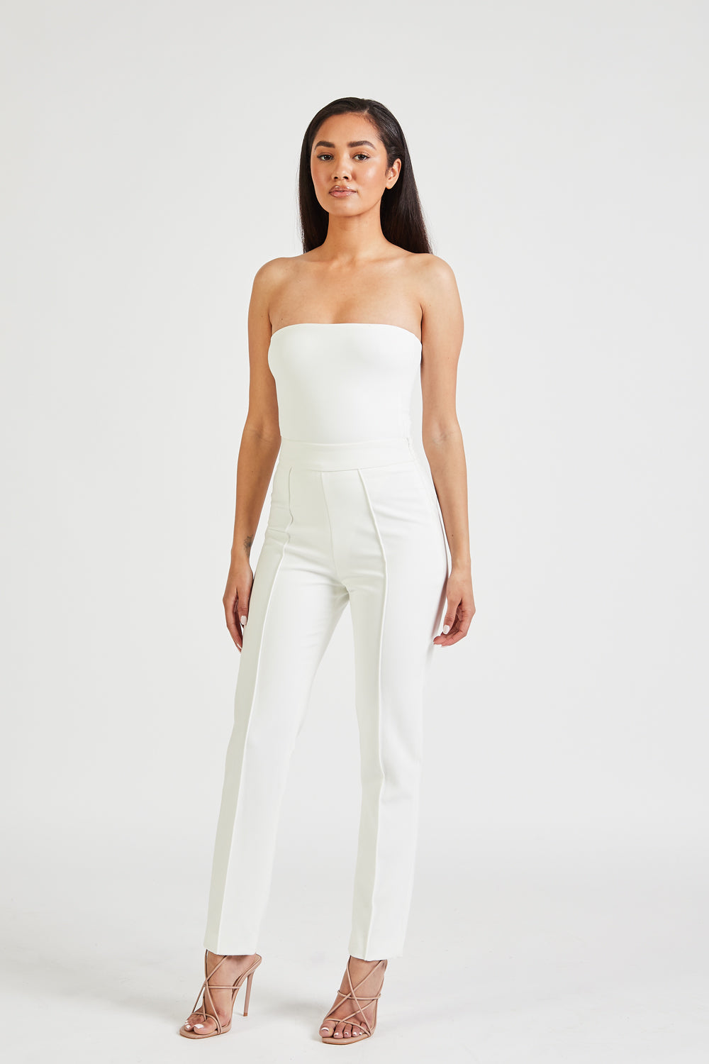 High Waisted Cigarette Trousers - Ivory