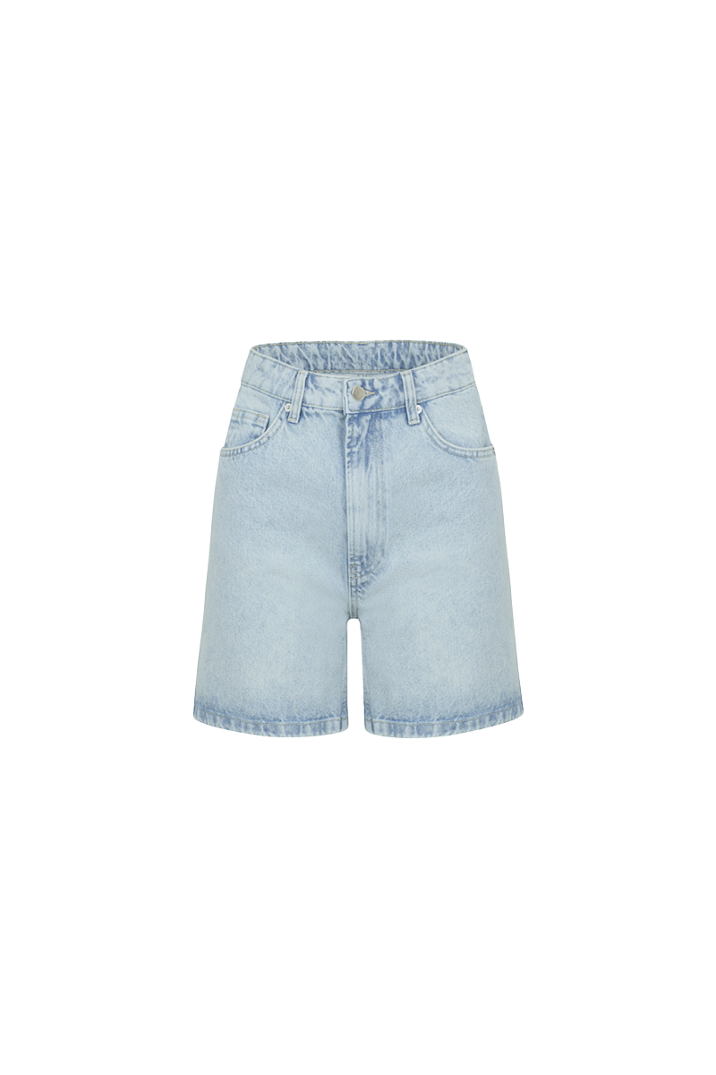 High Waisted Mom Shorts - Light Blue