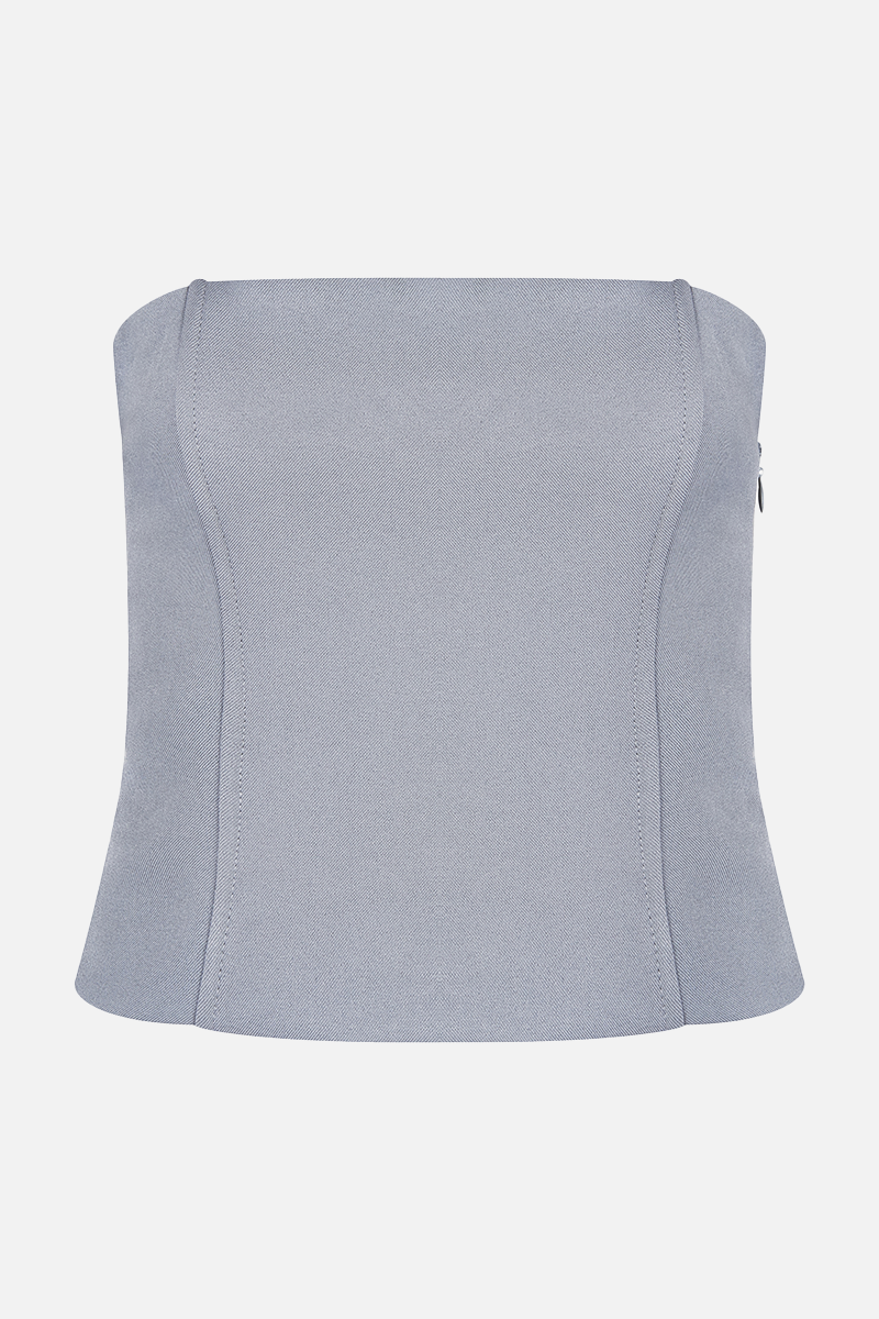 Tailored Strapless Bodice - Steel Blue