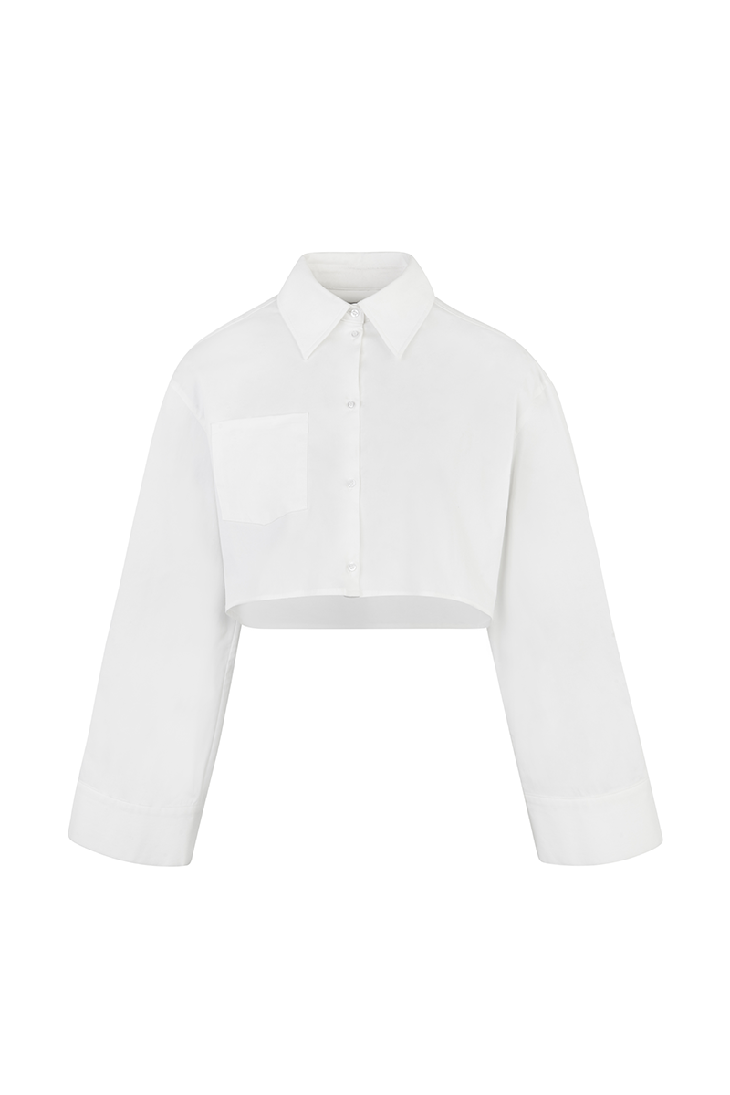 Cropped Formal Shirt - White